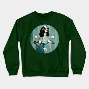 Super Cool Springer Spaniel on a Scooter 2 Crewneck Sweatshirt